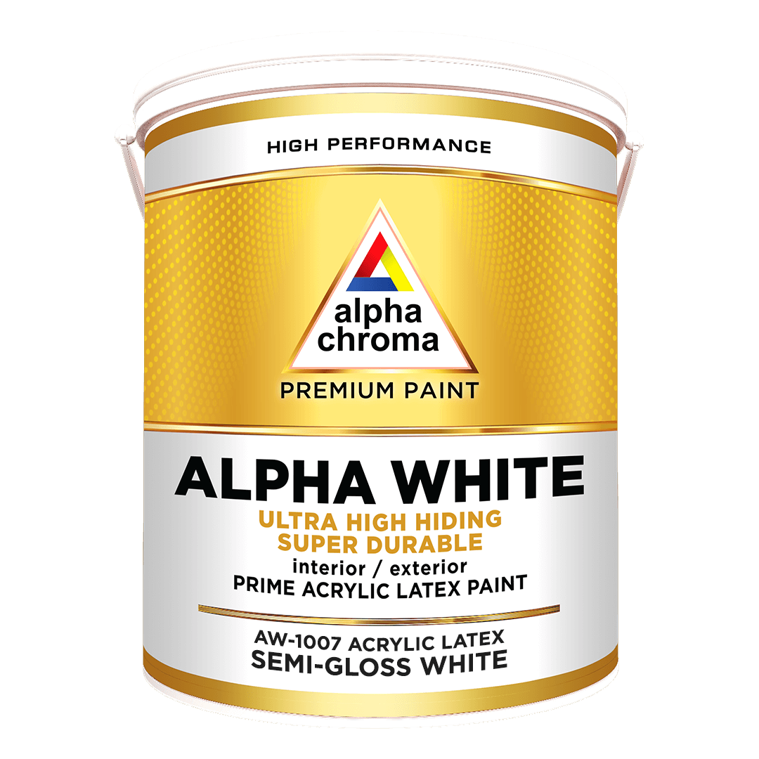 Alpha Chroma Alpha White Prime Acrylic Latex Semi-Gloss Paint